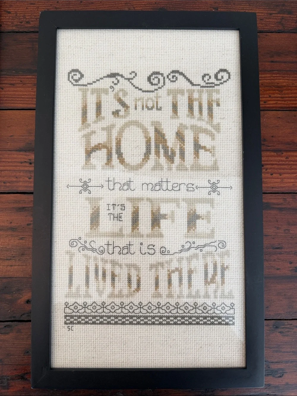 Vintage Handmade Cross-Stitch Cottagecore Home Art.